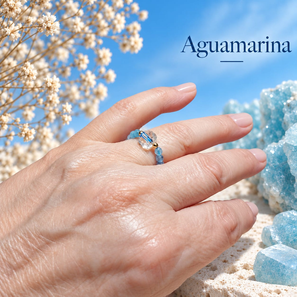 Anillo de Aguamarina Facetada