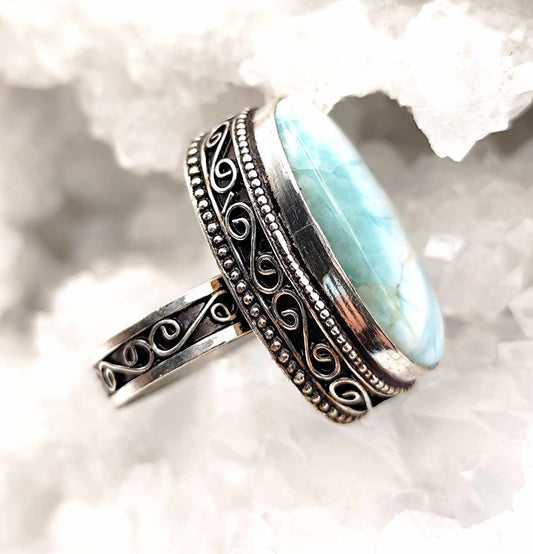 Anillo de Larimar Ovalado