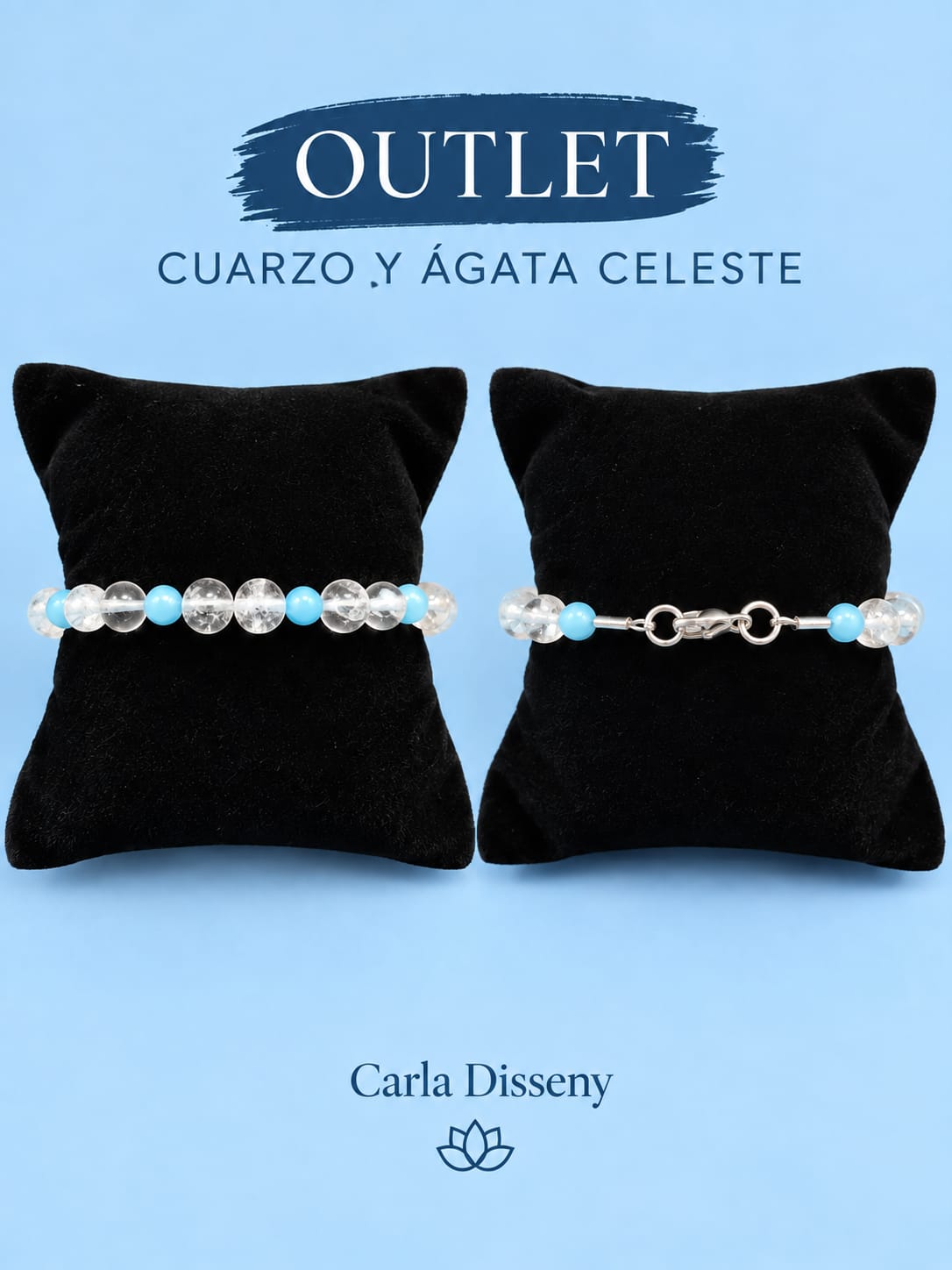 Pulsera de Cuarzo y Ágata Celeste