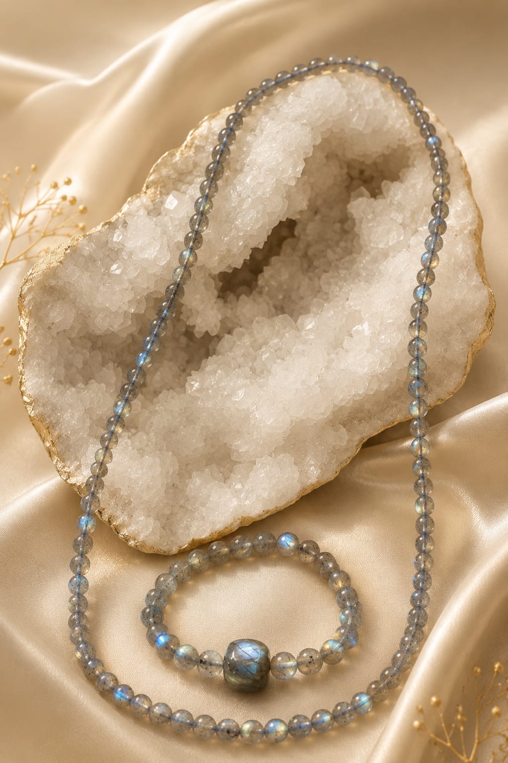 Conjunto de Collar y Pulsera de Labradorita