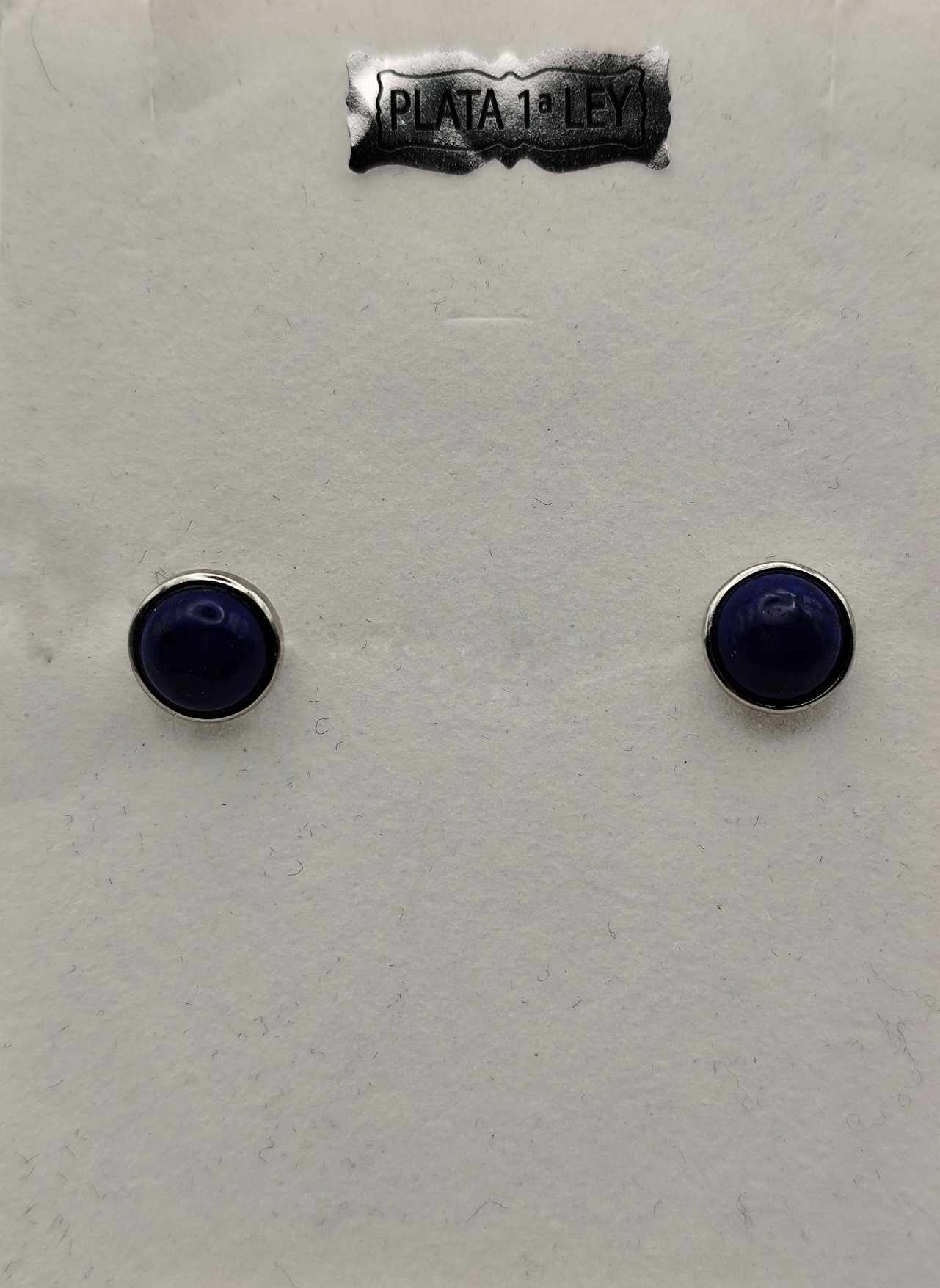 Pendiente de Botón de Lapizlázuli de plata