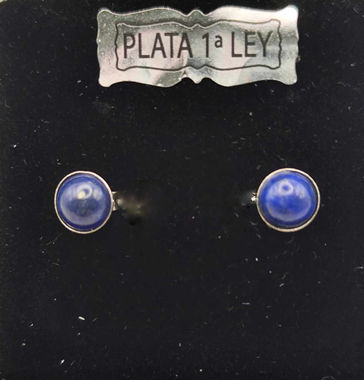 Pendiente de Botón de Lapizlázuli de plata