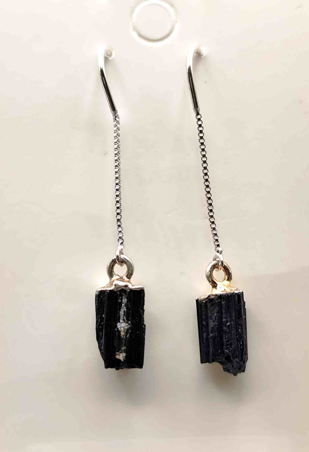 Conjunto de Colgalte y Pendientes Largos de Turmalina Negra
