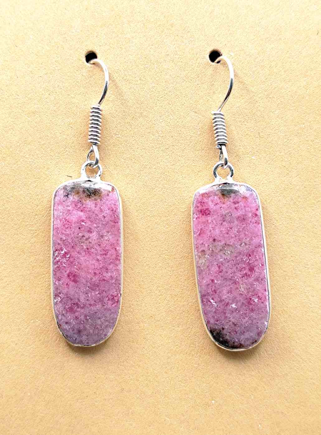 Pendientes de Rodonita Largos