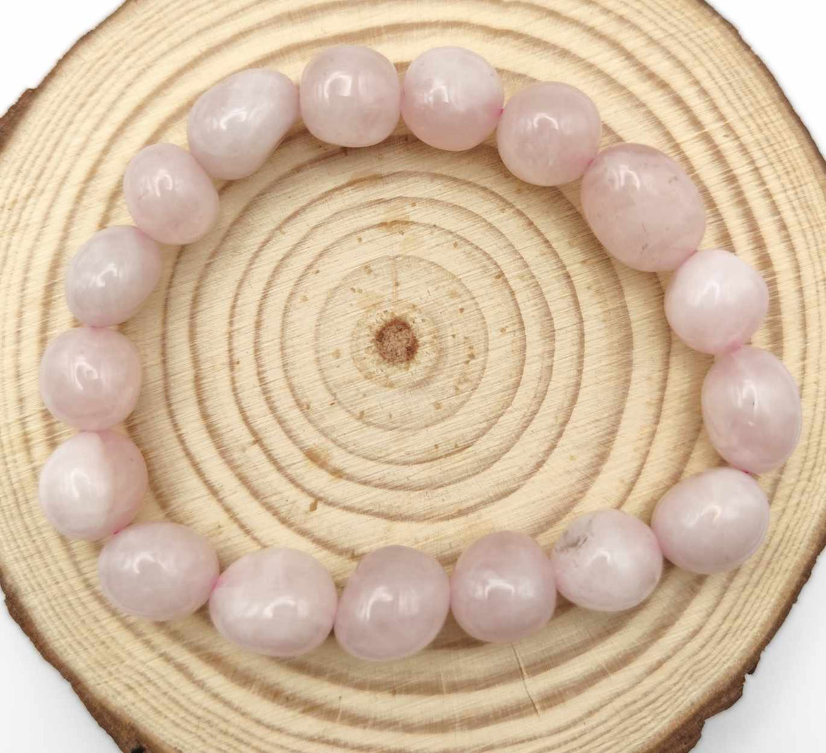 Pulsera de Cuarzo Rosa en Forma Libre