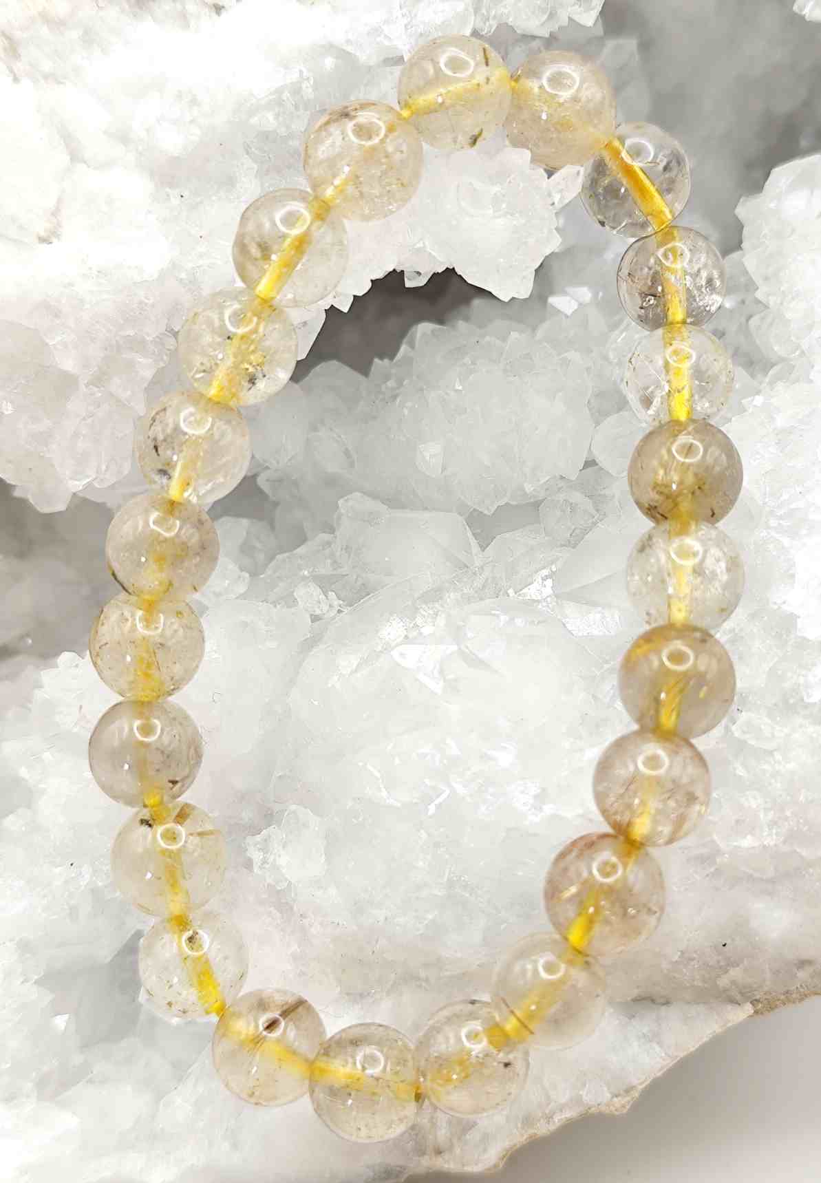 Pulsera de Cuarzo Rutilo Hilo Amarillo