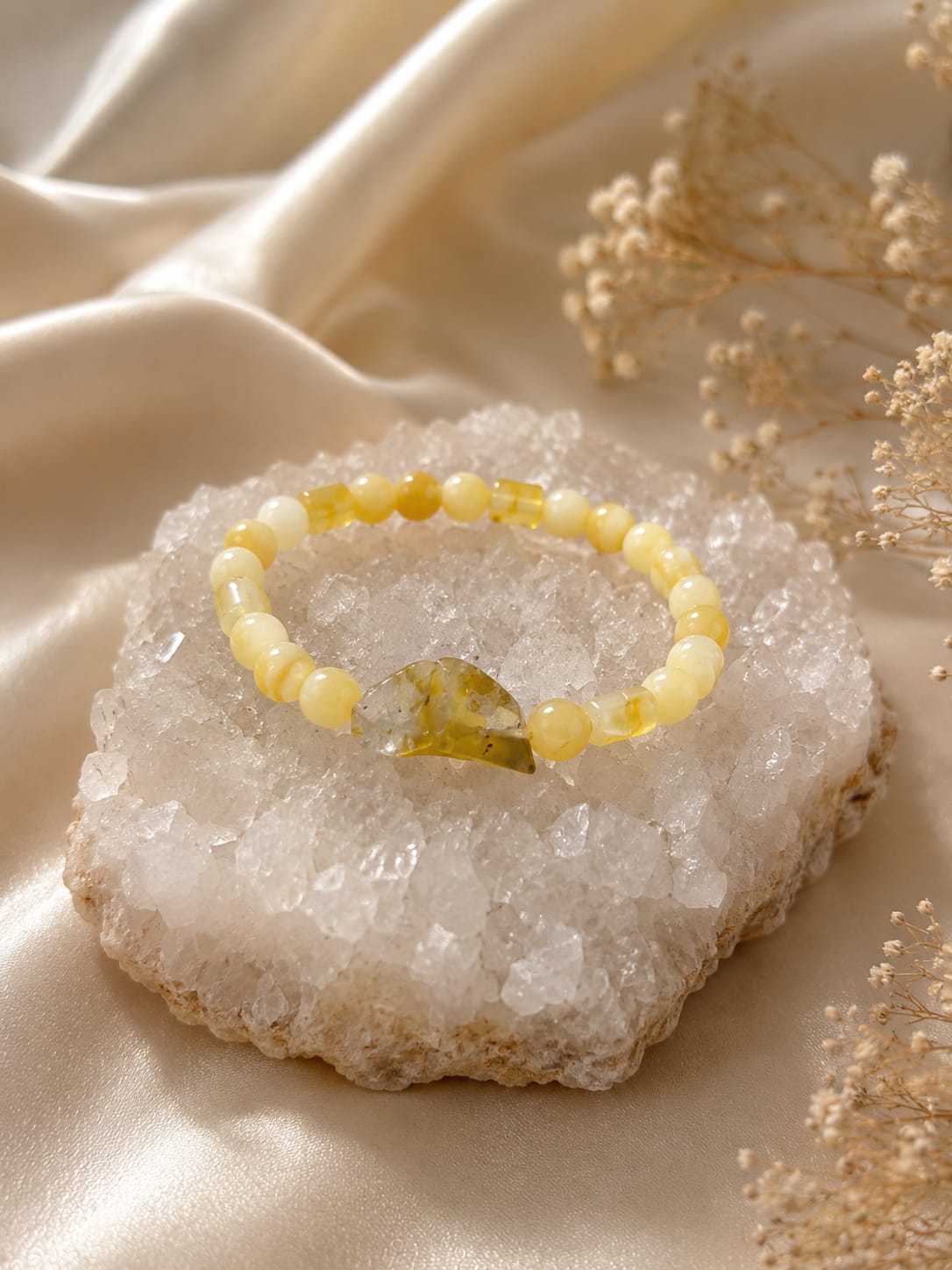 Pulsera de Calcita y Ópalo Amarillo