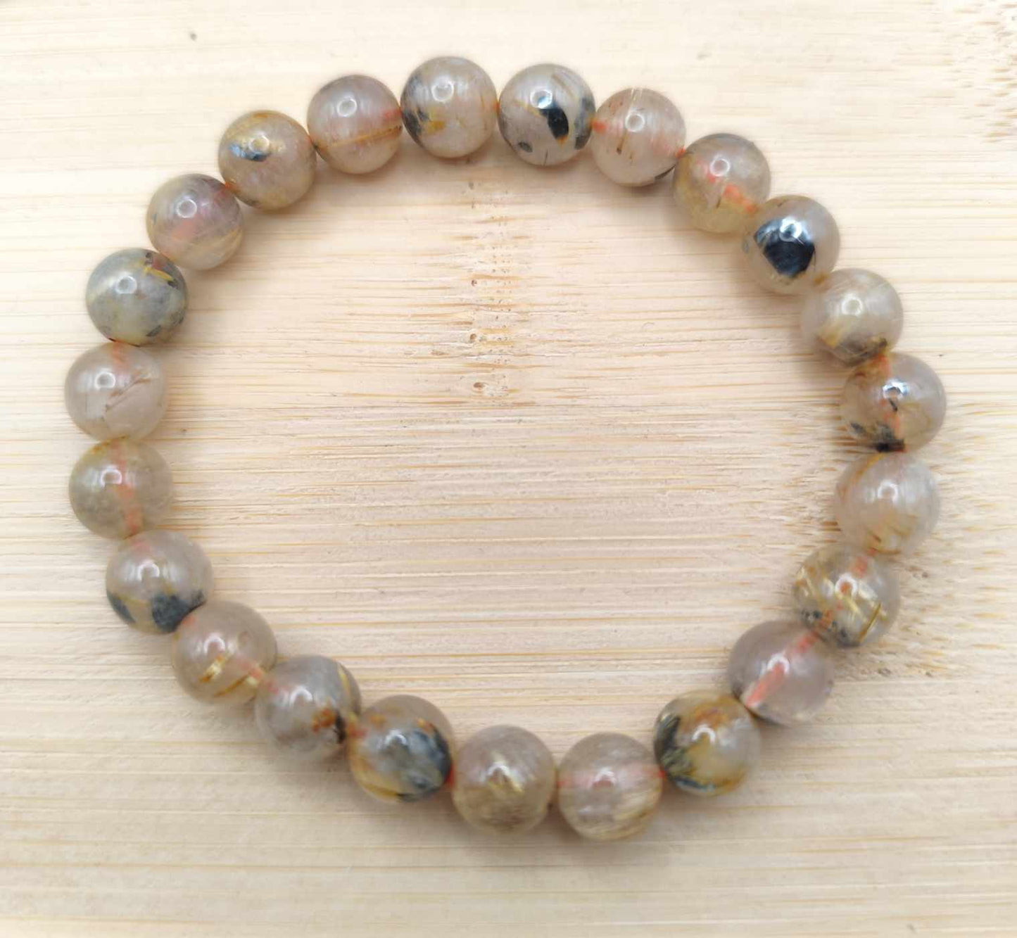 Pulsera de Cuarzo Rutilo y Hematites