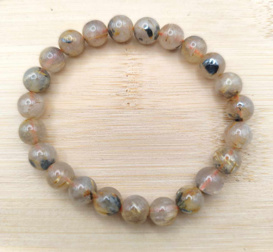 Pulsera de Cuarzo Rutilo y Hematites