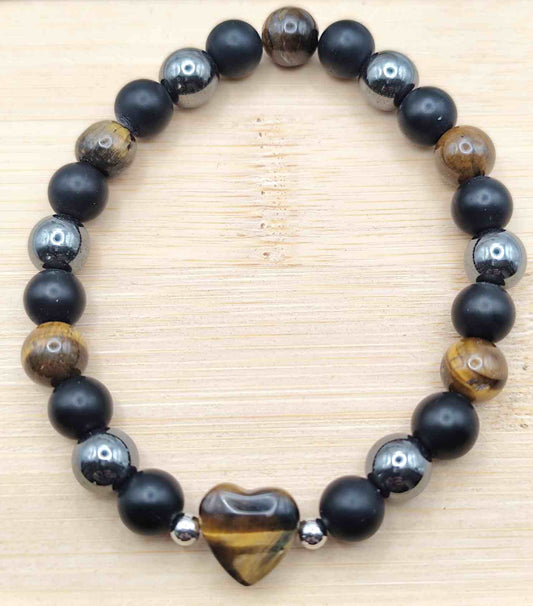 Pulsera de Obsidiana Hematite y Ojo de Tigre