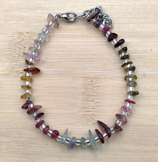 Bracelet de tourmaline multicolore en éclats