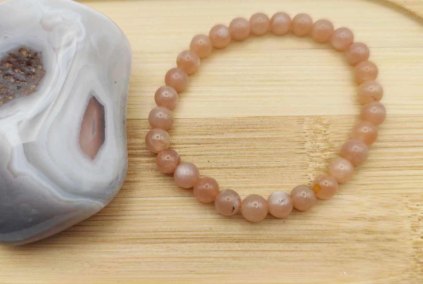 Pulsera de Piedra Luna Melocotón