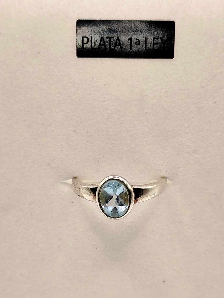 Anillo de Topacio Azul de plata