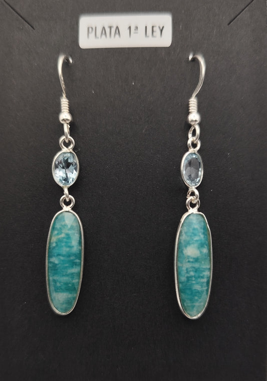 Pendientes de Amazonita de Plata