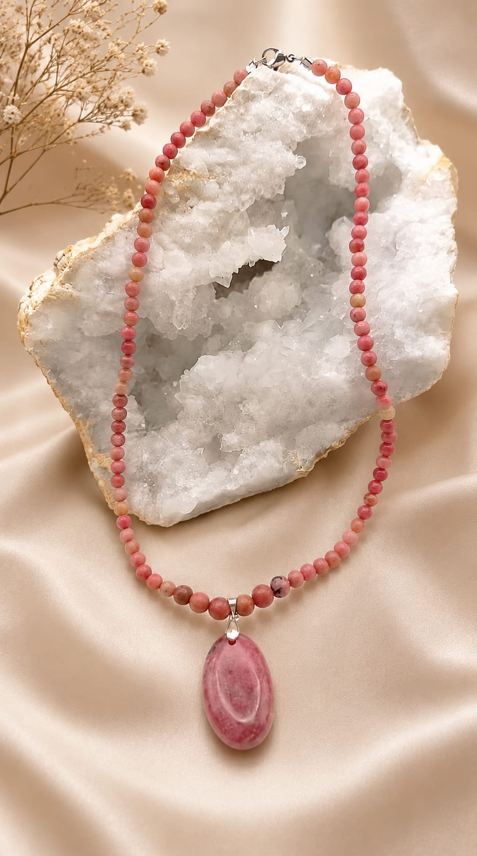 Collar de Rodonita con Colgante de Rodonita