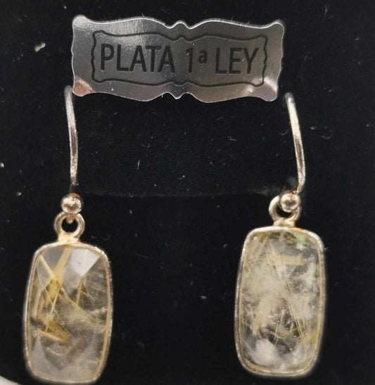 Pendientes de Cuarzo Rutilado de plata