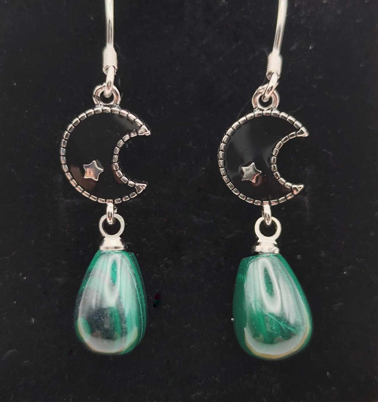 Pendientes de Malaquita de Plata