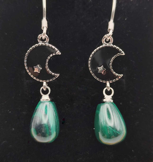Pendientes de Malaquita de Plata