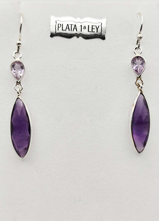 Pendientes de Amatista de plata