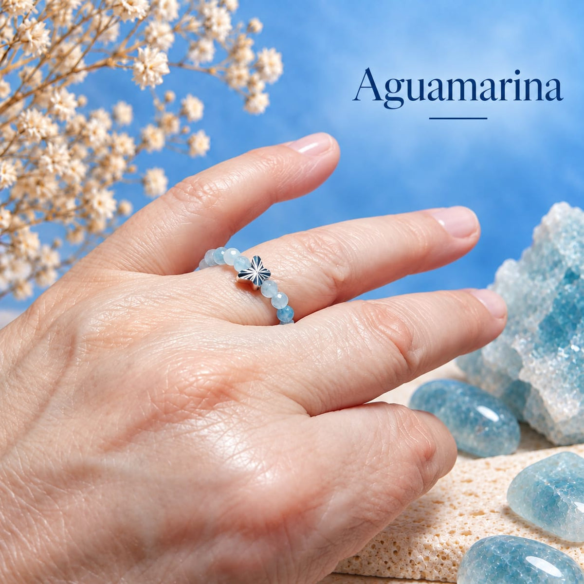Anillo de Aguamarina Facetada Mariposa