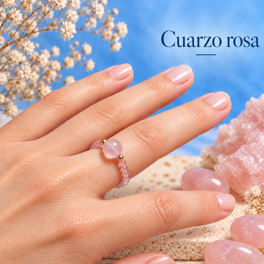 Anillo de Cuarzo Rosa Facetado