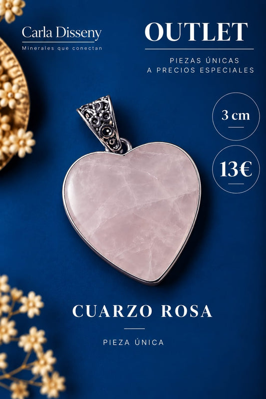 Colgante de Cuarzo Rosa Corazón