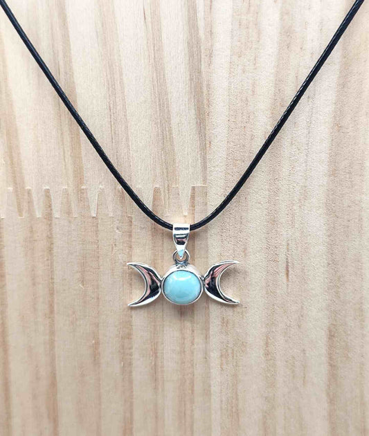 Colgante Larimar en triple luna