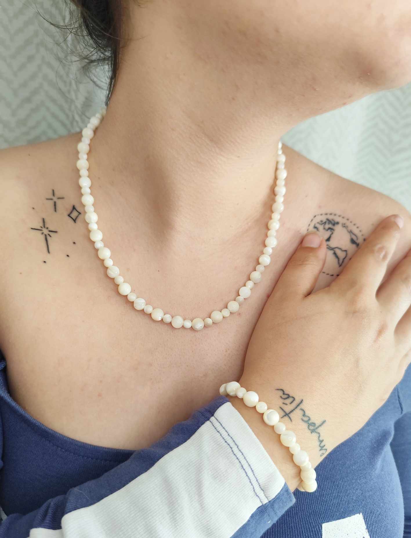 Conjunto de collar y pulsera de Nacar