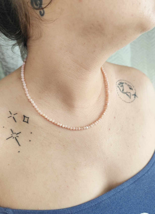 Collar de Ópalo Rosa Facetada