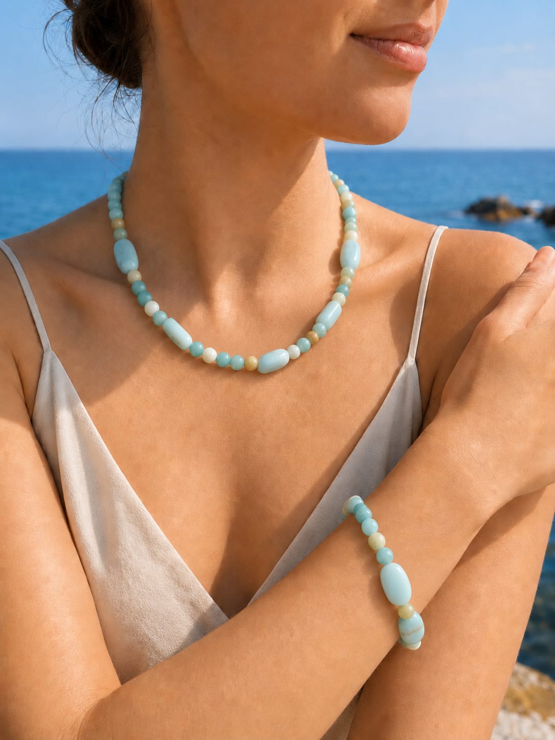 Conjunto de Collar y Pulsera de Amazonita
