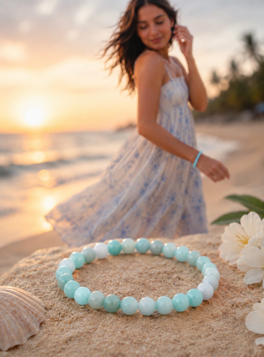 Conjunto de Collar con Colgante y Pulsera de Amazonita