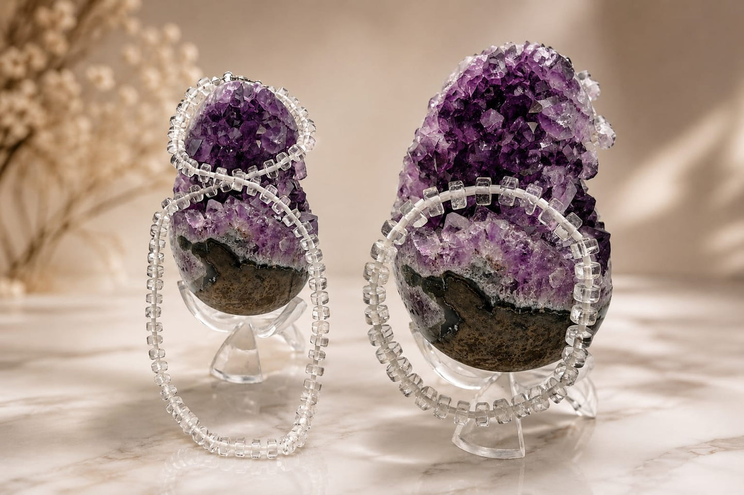 Conjunto de Collar y Pulsera de Cuarzo Disco