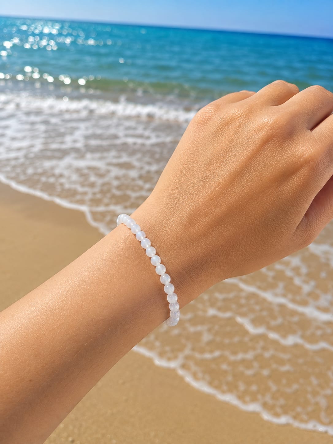 Conjunto de Collar con Colgante de Piedra Luna Melocotón y Pulsera de Piedra Luna