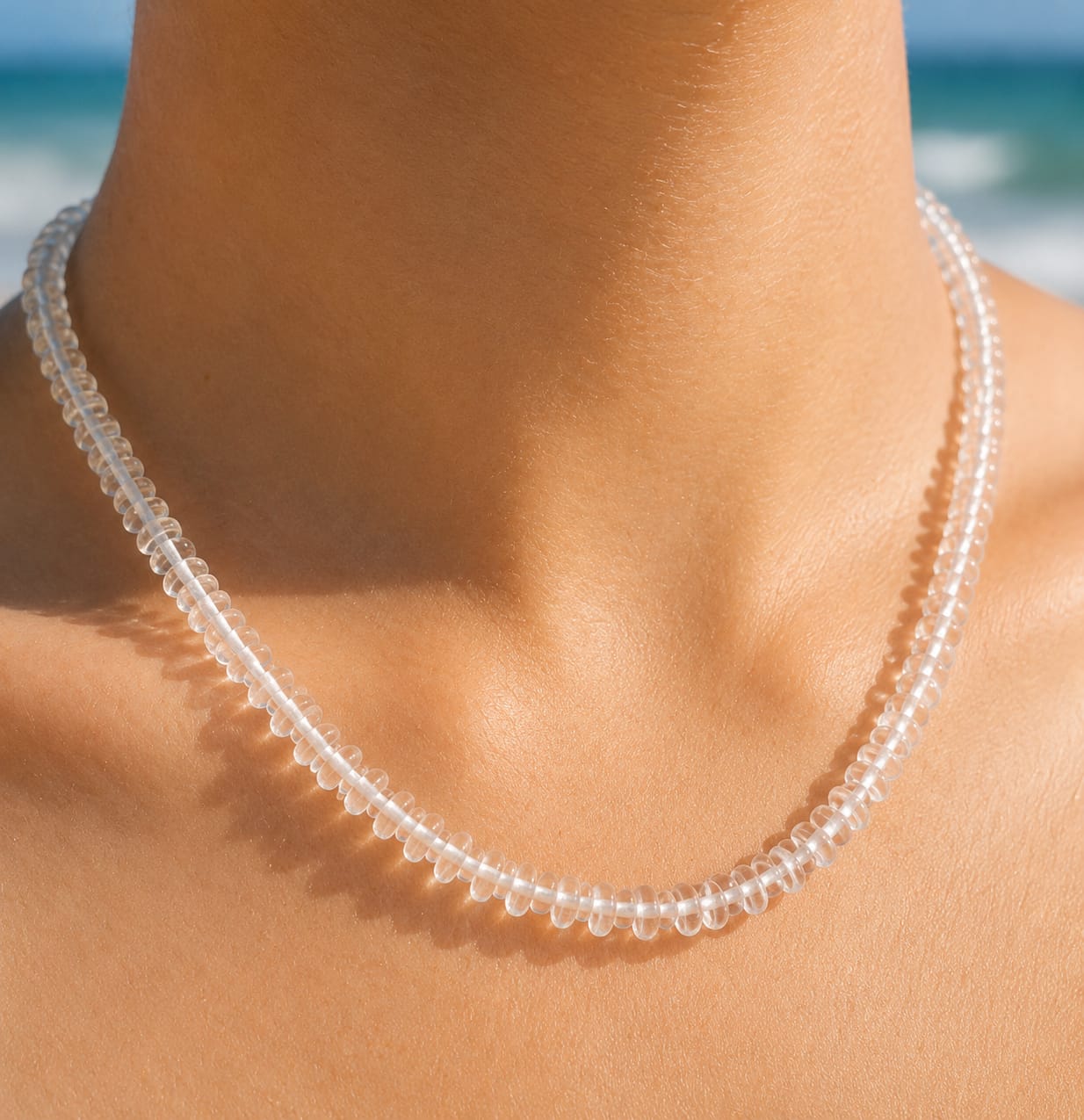 Conjunto de Collar y Pulsera de Cuarzo Disco