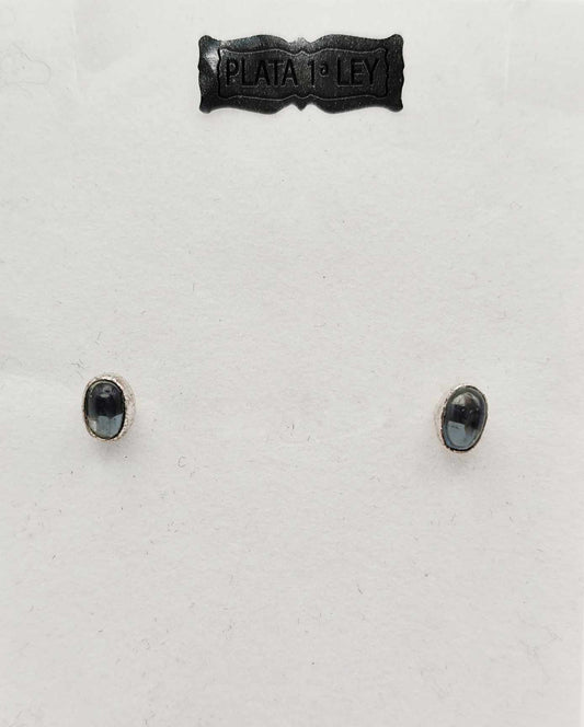 Pendientes de Botón de Iolita de plata
