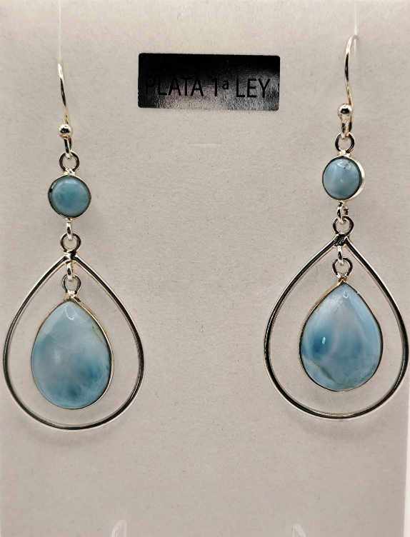 Pendientes de Larimar de plata