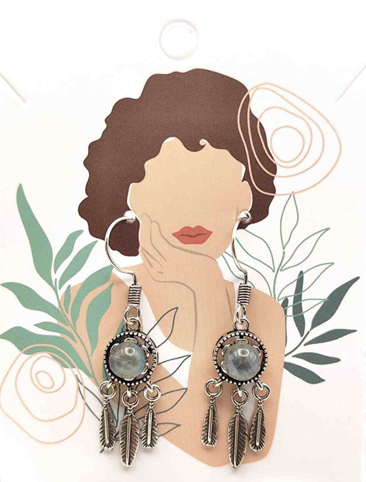 Pendientes de Labradorita Plumas