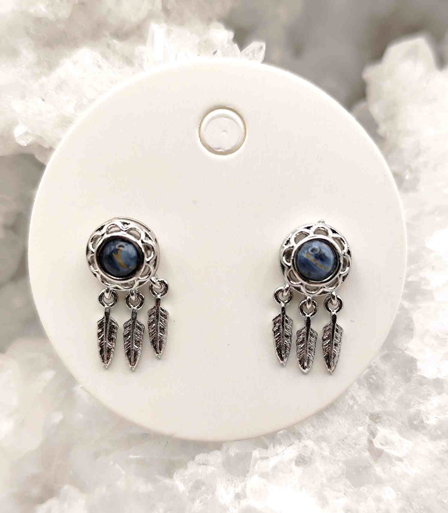 Pendientes de Ojo de Tigre Azul
