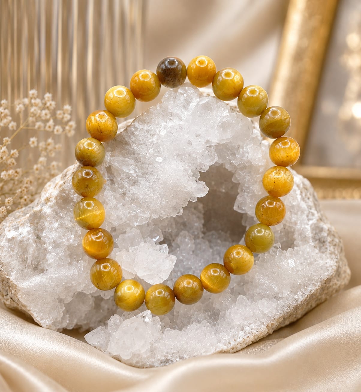 Pulsera de Ojo de Tigre Dorado
