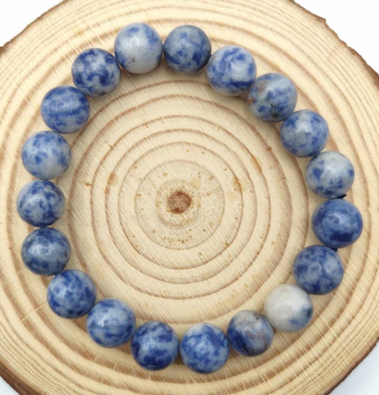 Bracelet en jaspe bleu tacheté