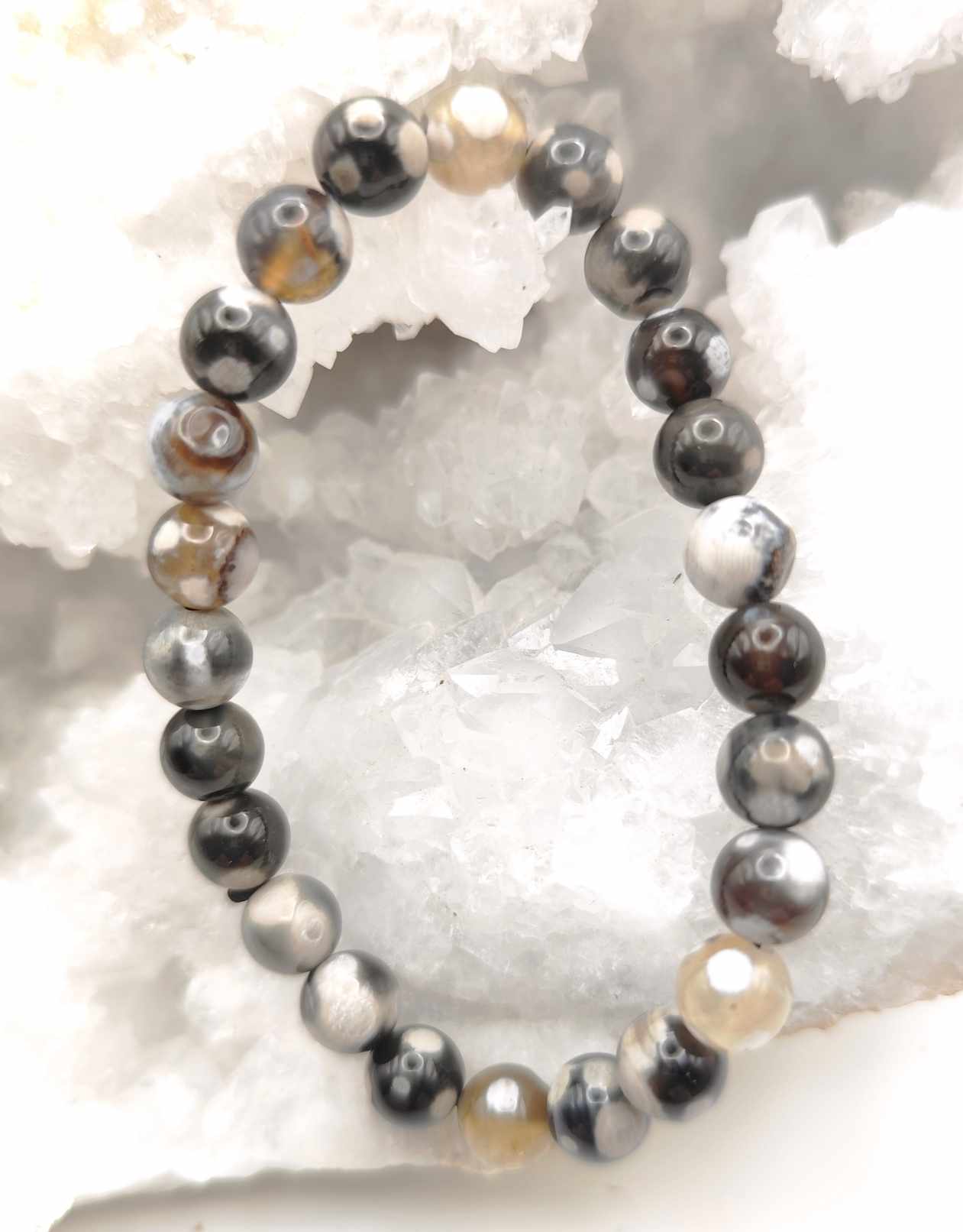 Pulsera de Ágata Flor Negra