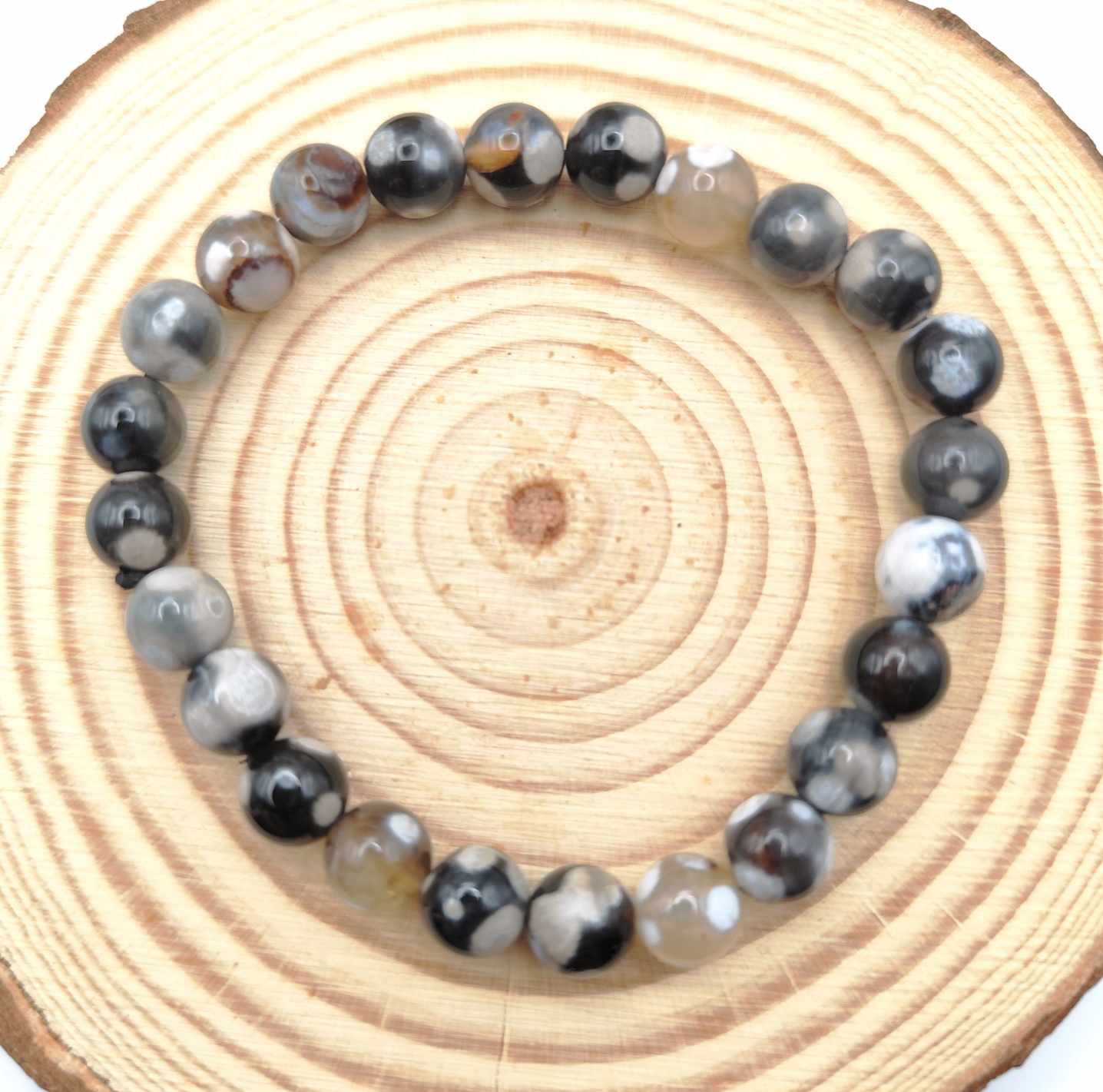 Pulsera de Ágata Flor Negra
