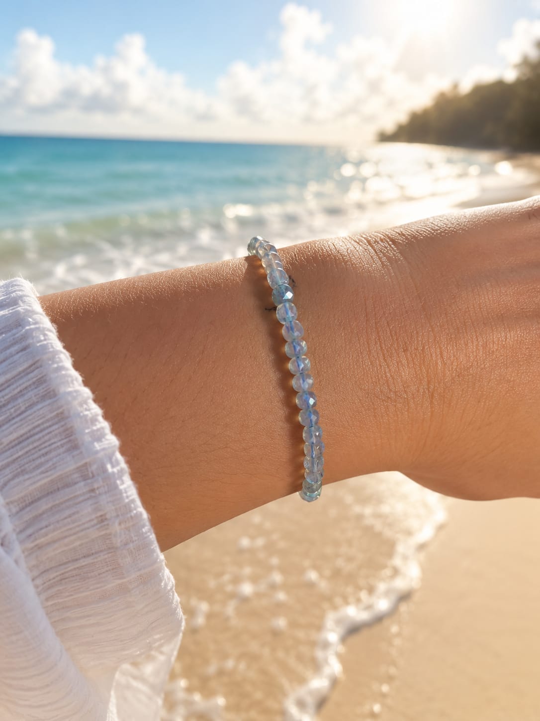 Pulsera de Aguamarina Cubos