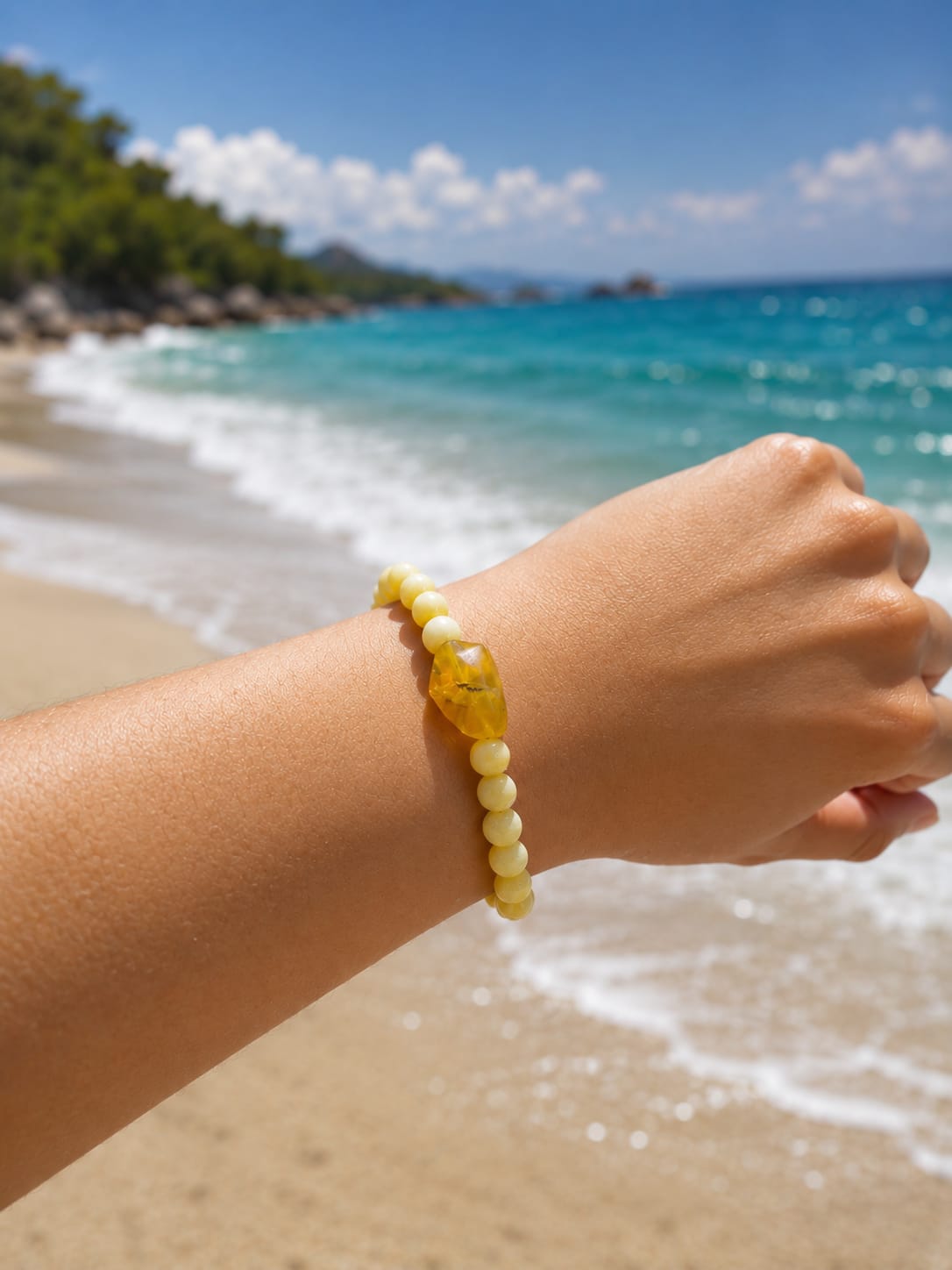 Pulsera de Calcita y Ópalo Amarillo