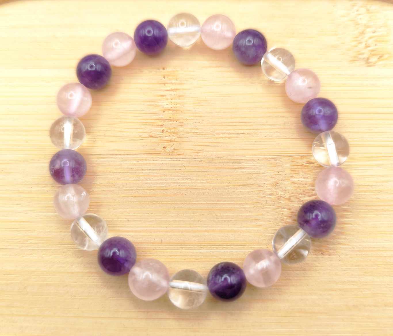 Pulsera de Cuarzo con Cuarzo Rosa con Amatista
