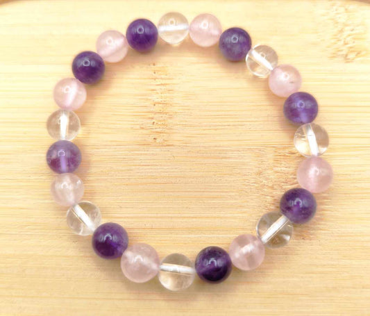 Pulsera de Cuarzo con Cuarzo Rosa con Amatista
