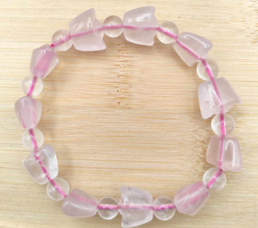 Bracelet en quartz rose forme sac à main