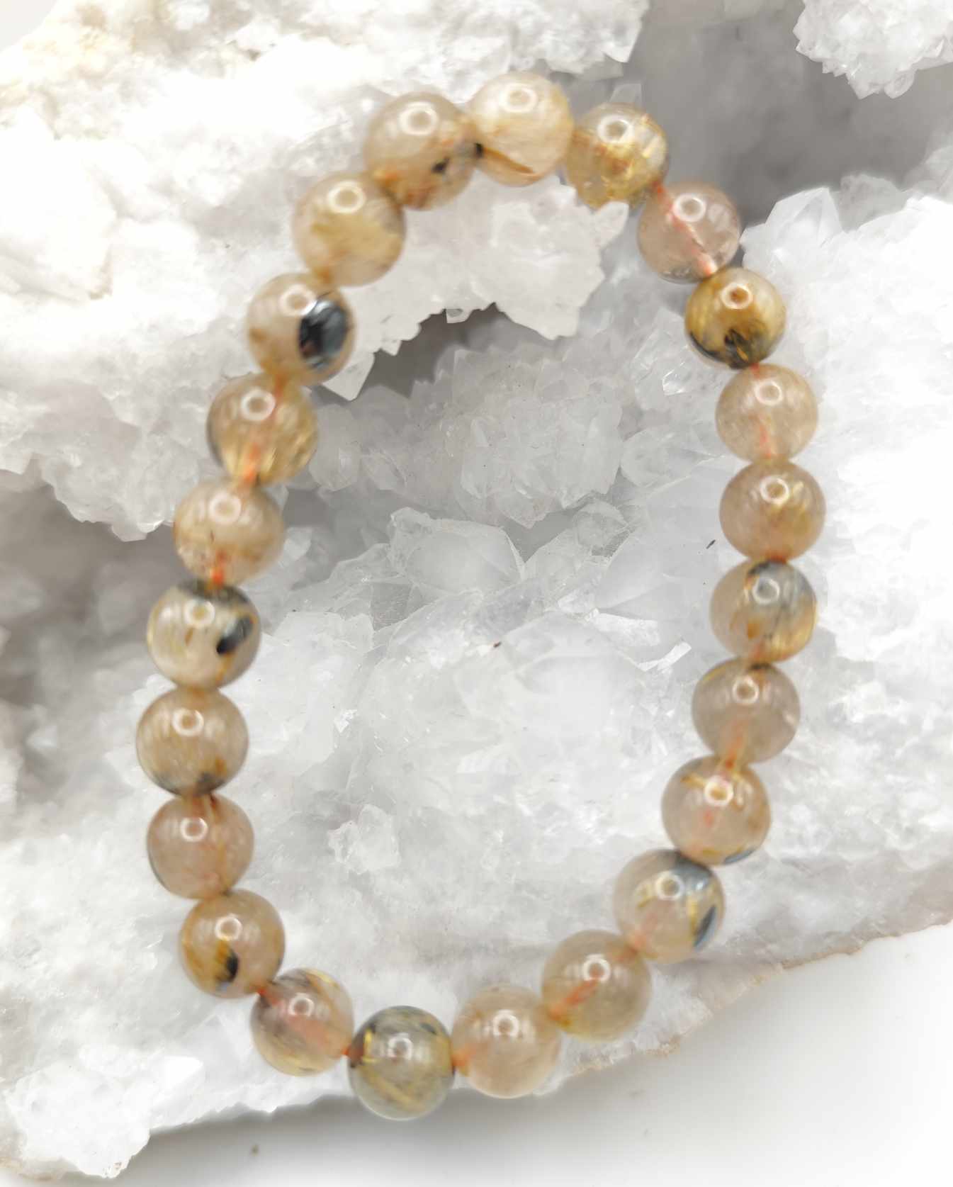 Pulsera de Cuarzo Rutilo y Hematites