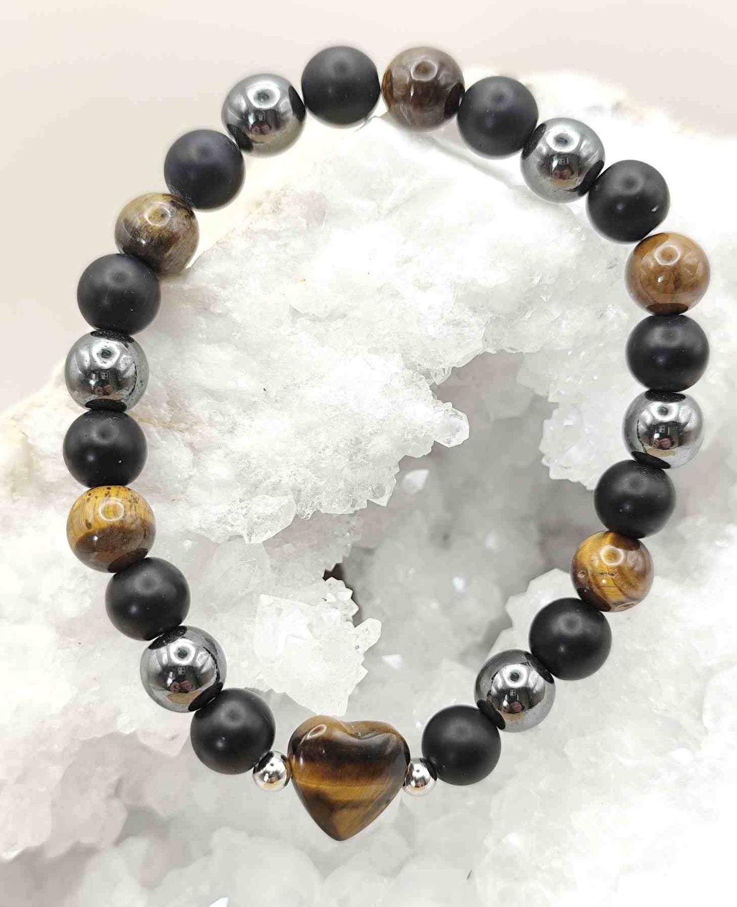 Pulsera de Obsidiana Hematite y Ojo de Tigre