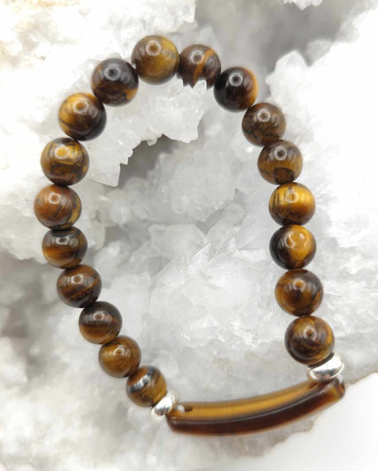 Bracelet en Œil de Tigre + Tube Courbe